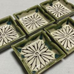 最終値下げ中!菱形菊模様小皿　錫100%５枚セット!即決購入のみ！！ 菱型小皿[4色]