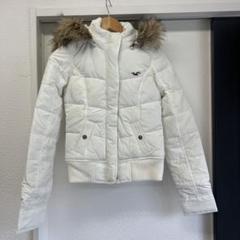Hollister フード付きダウンジャケット S ホワイト - メルカリ