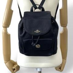 希少品　COACH　コーチ　リュック　オールレザー　濃紺色　ターンロック　ロゴ 美品】 コーチ オールドコーチ リュック レザー ターンロック