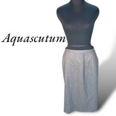6F アクアスキュータム Aquascutum ウール ストライプフレアスカート