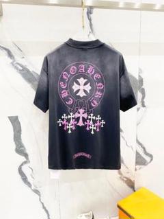 ブラック グラフィックプリント 半袖シャツ M