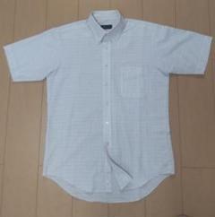 【美品】メンズ半袖シャツ　カジュアル　ボタンダウン　白系　L