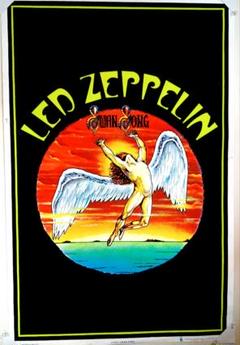希少 90sビンテージ ベルベットポスター『SWAN SONG』 ツェッペリンB Vintage Rare Led Zeppelin Swan Song Black Light Velvet 80's