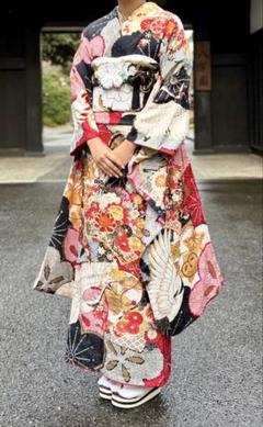 振袖フルセット　白 セール】 仕立付き 正絹振袖 フルセット32点 白色 くすみ色 花柄