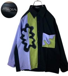 レトロ古着アンティーク調刺繍アシンメトリーデザインテロテロ素材シャツゆったり