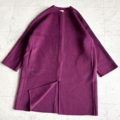 HERMES 近年 カシミヤ100% ダブルフェイス ノーカラーコート ジップ HERMES 近年 カシミヤ100% ダブルフェイス ノーカラーコート