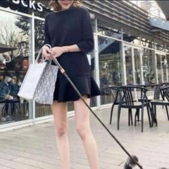 美品　シェリエ　sheller　バックZIPスウェットミニワンピース　Fブラック