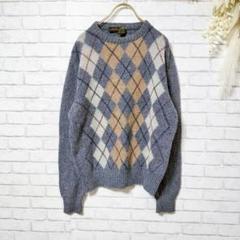 【US古着】HILL & ARCHER 長袖ニットセーター アーガイル Mサイズ