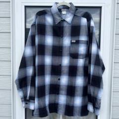 USA製　キャルトップ　オンブレ　チェックシャツ　ネイビー×水色　size L