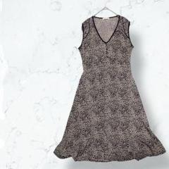 【エクスプレッシブ】 ロングワンピース 紫 シルバー 38 総柄 ノースリーブ