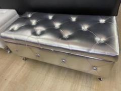 収納ボックス付き　スツール　ベンチ　ソファ　椅子　イス　いす　収納　シルバー