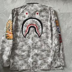 美品　APE シャーク迷彩シャツジャケット　グレー　M 美品APE シャーク迷彩シャツジャケットグレーM