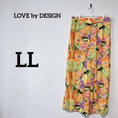 LOVE by DESIGN【LL】 フラワープリントパンツ 鮮やかなオレンジ
