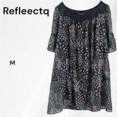 リフレクト　チュニック 半袖　花柄　ネイビー　プルオーバー　トップス　M 日本製