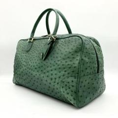 極美品 未使用級 オーストリッチ ハンドバッグ ミニボストン ゴールド金具 極美品 未使用級 オーストリッチ ハンドバッグ ミニボストン