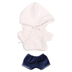 15cm ぬいぐるみ 服 パーカー ジーンズ 綿人形の服 着せ替え ホワイト