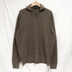 ○★新品未使用　ZANONE　ブークレ　Vネックポロシャツ　50　ブラウン系 ○☆新品未使用ZANONEブークレVネックポロシャツ50ブラウン系