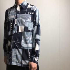 古着 総柄 METRO 鉄道 柄シャツ #DD185