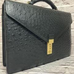 美品 amiiet オーストリッチ ゴールド金具 ダイヤル A4 ビジネスバッグ