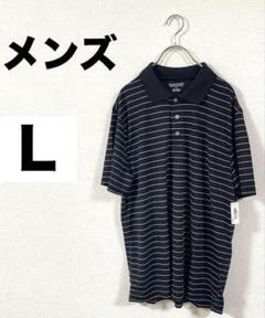 ポロシャツ メンズトップス半袖TシャツＬブラック黒ストラップ
