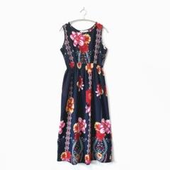 culots クロッツ【M】ノースリーブロングワンピース 花柄 ネイビー