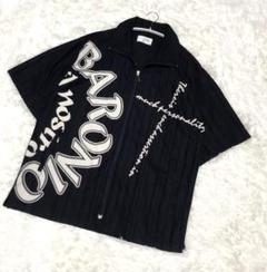 極美品　BARONIO ジャケット　ジャージ　半袖　ビッグロゴ　ブラック　Ｆ