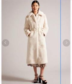 値下げしましたTED BAKER クリーム色 ロングファーコート サイズ2 値下げしましたTED BAKER クリーム色 ロングファーコート サイズ