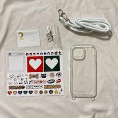 iPhoneケース 透明 クリアケース スマホショルダー約60cm シール