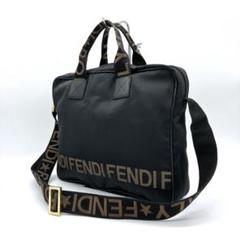 【FENDI】2wayバッグ ロゴライン ゴールド金具 ナイロン ブラック