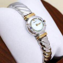 稼働 SEIKO ティセ 腕時計 石付き ブルーガラス バングル 1889