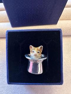 イタリア製　SATURNO サツルノ　職人のハンドメイド　ピン　シルクハット猫 イタリア製SATURNO サツルノ職人のハンドメイドピンシルクハット猫