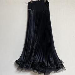 黒いプリーツスカート チュール付き　ダンス用