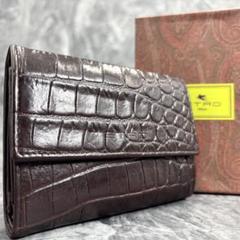 ✨️箱付き/極美品✨️エトロ ETRO クロコ型押し 三つ折財布 最高級