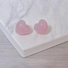 ハンドメイド 小粒ハートの推し色ピアス ミルクパープル レジン スタッド