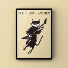 ★A4フレーム付き★オリジナル アートポスター ANTHEM 猫 ギター ロック