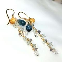 14kgf ロンブル シトリン　ロングピアス♡