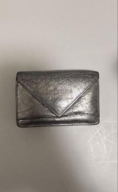 美品✨バレンシアガ◇三つ折り財布　メタリックシルバー　エブリデイ　バイカラー銀黒 バレンシアガペーパーミニウォレット シルバー レディース