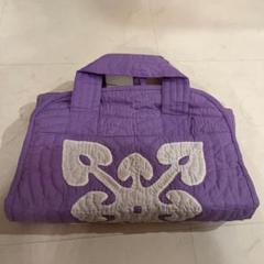ハワイ紫色刺繍キルティング収納バッグ