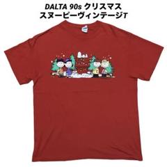 ●古着 DELTA スヌーピークリスマスプリントヴィンテージTシャツ 90s 赤