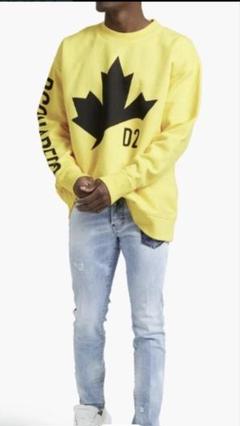 DSQUARED2 イエローメープルリーフスウェット　Ｍサイズ　状態良質 DSQUARED2 イエローメープルリーフスウェット Mサイズ 状態良質