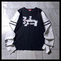 DUCATI レーシング 短丈 ラグラン Tシャツ ロンT 黒 白 y2k
