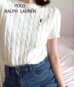 ほぼ未使用　ローレンラルフローレン　ロゴ 地模様　半袖ニット　アイボリー POLO RALPH LAUREN（半袖 ・ ニット/セーター）のフリマアイテム一覧