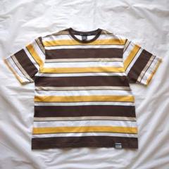 90sショーンジョン半袖Tシャツボーダー両面刺繍ロゴリンガーネックB系茶XLのサムネイル