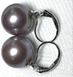 k14WG 大粒パール真珠グレーフープピアス