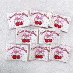 【ピンクチェリー】8枚 布タグ 刺繍タグ