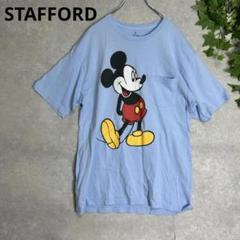 ミッキーTシャツ　STAFFORD サックスブルー　M オーバーサイズ　ポケット