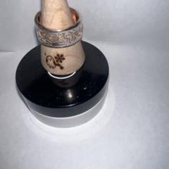 ブルーローズ作品薔薇３リン彫ゴールド風シルバー925 13号