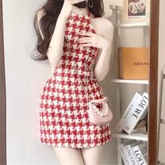 春夏必見❤️タイトミニワンピース千鳥柄デートコーデ