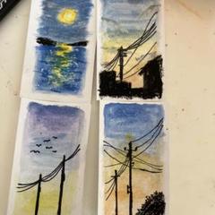 水彩画 クレヨン パステル風景画 4点セット - メルカリ