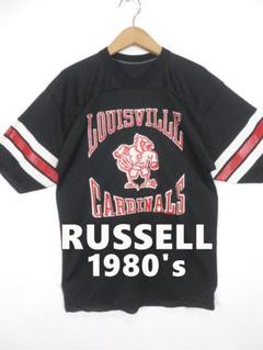 80s 90s ラッセル メッシュ フットボール Tシャツ L RUSSELL